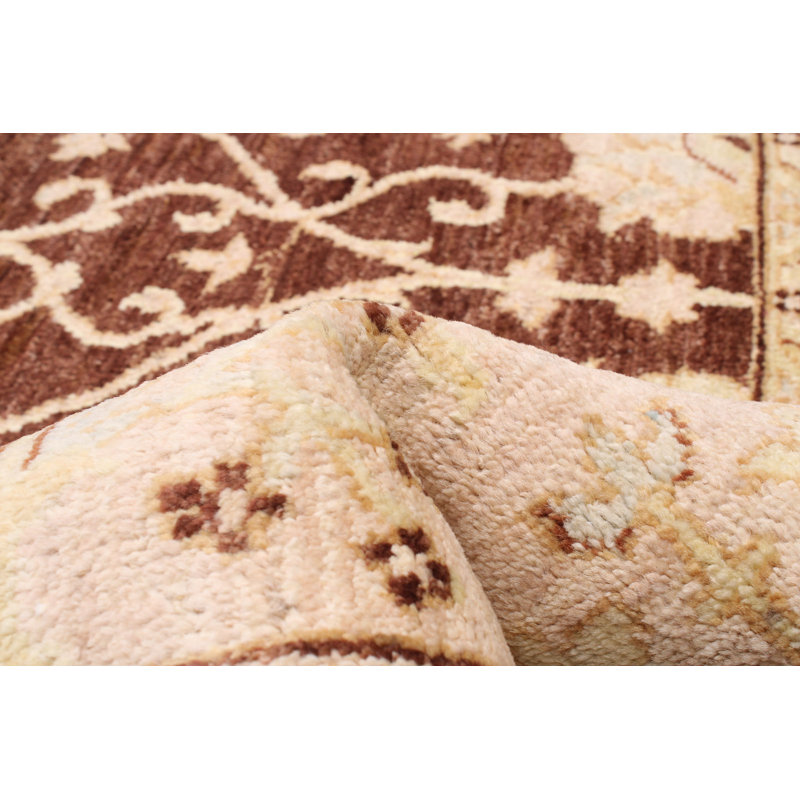 Tapis brun foncé en laine noué à la main de conception unique nouvel âge 8 pi x 10 pi Vandling