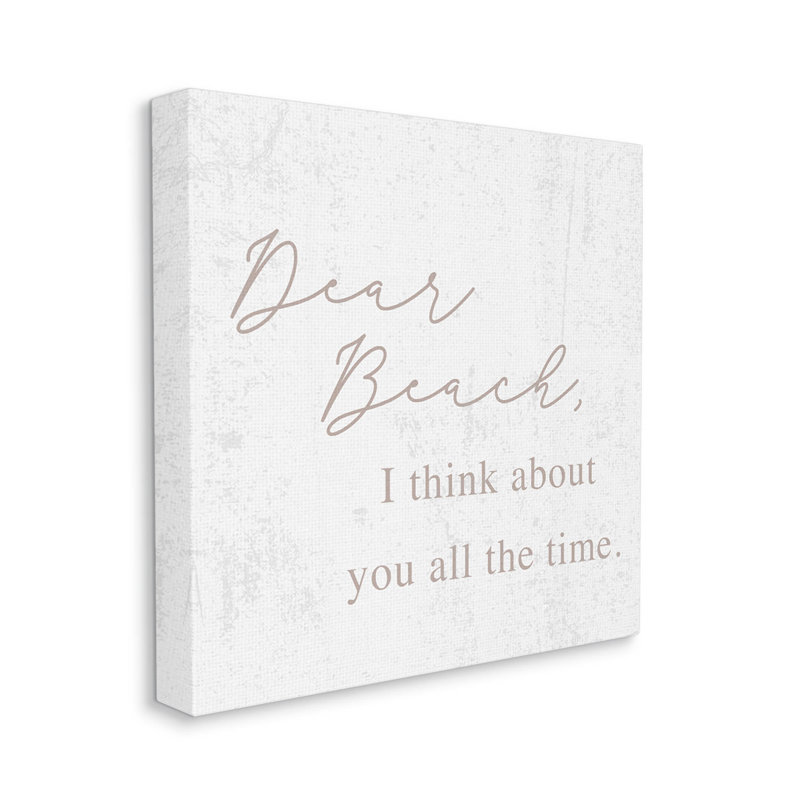 «Dear Beach I Think About You», art mural sur toile par Lil 'Rue, H 36 po x l 36 po x P 1,5 po