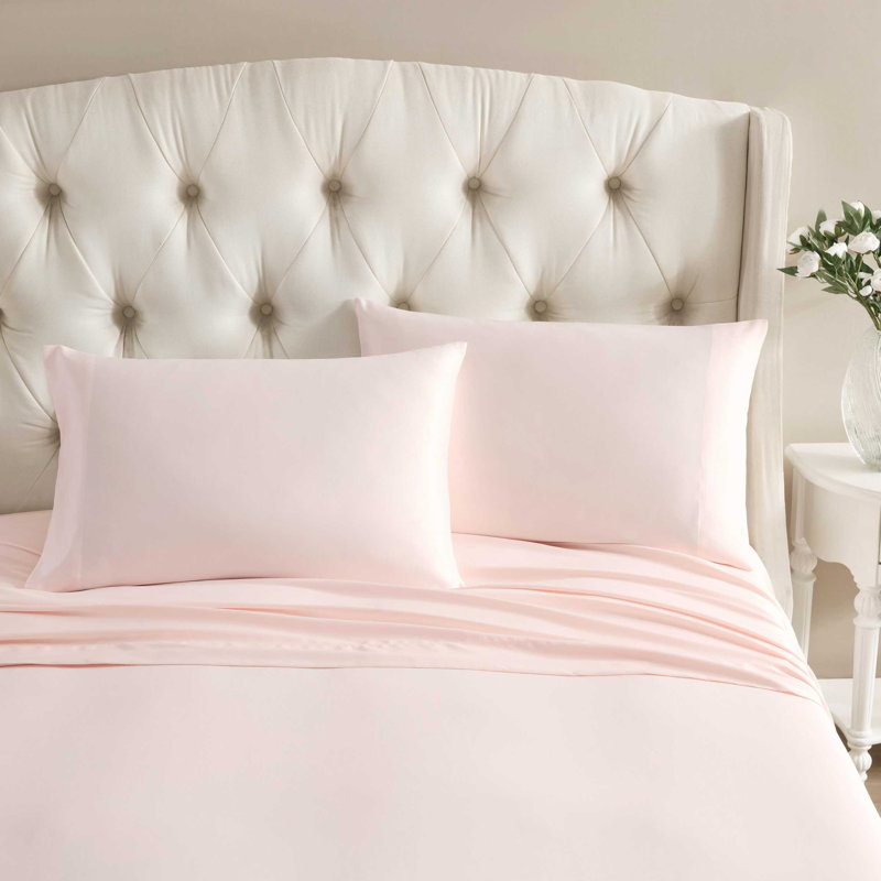 Laura Ashley Satin Bliss Pink 2 Piece Standard Pillowcase Set, Queen Pillowcase, Pink