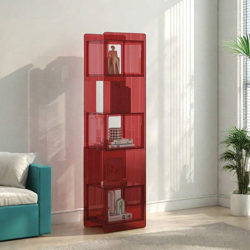 Bibliothèque moderne simple avec porte, Rouge