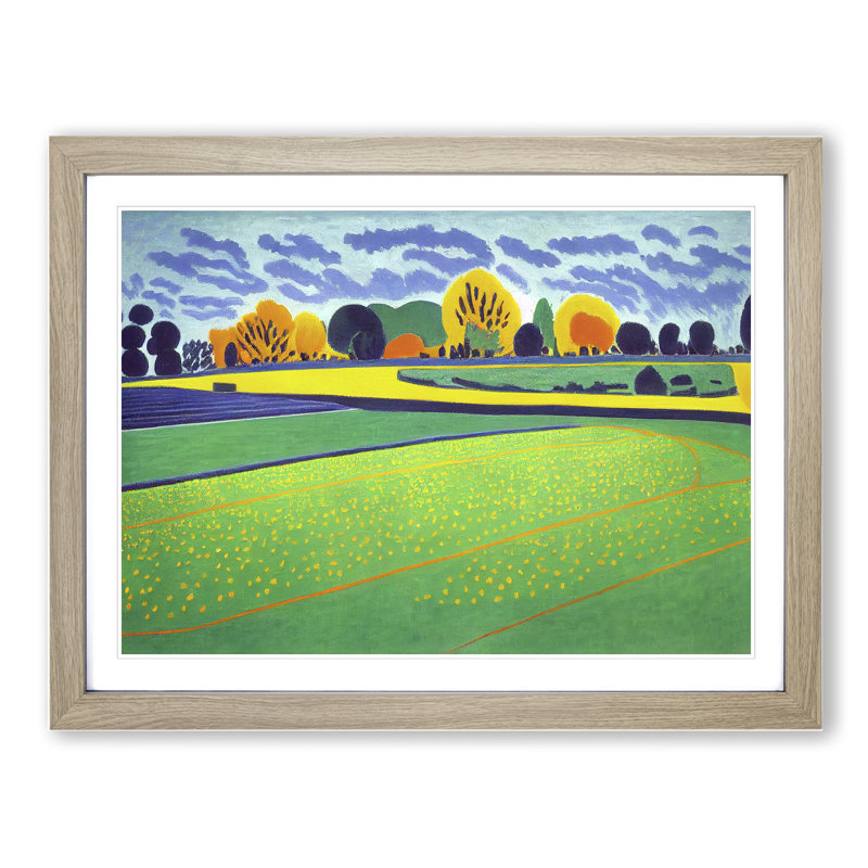 XH1022-6131X Modern Meadow - Single Picture Frame Print, 25cm H x 34cm W x 2cm D, Oak