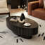 Table basse ovale avec motifs en relief faits à la main, base, table moderne fabriquée à la main, plateforme, salon contemporain-415511561-415511565