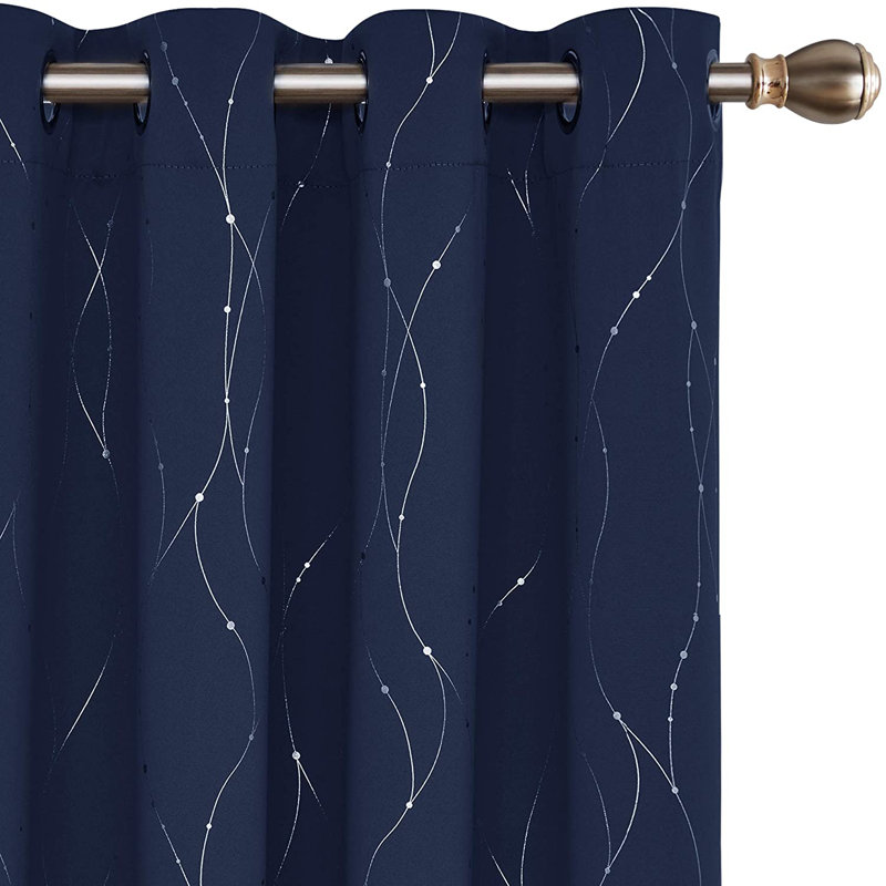 Cohmer Room Darkening Curtain Pair, 42" W x 45" L, Navy Blue
