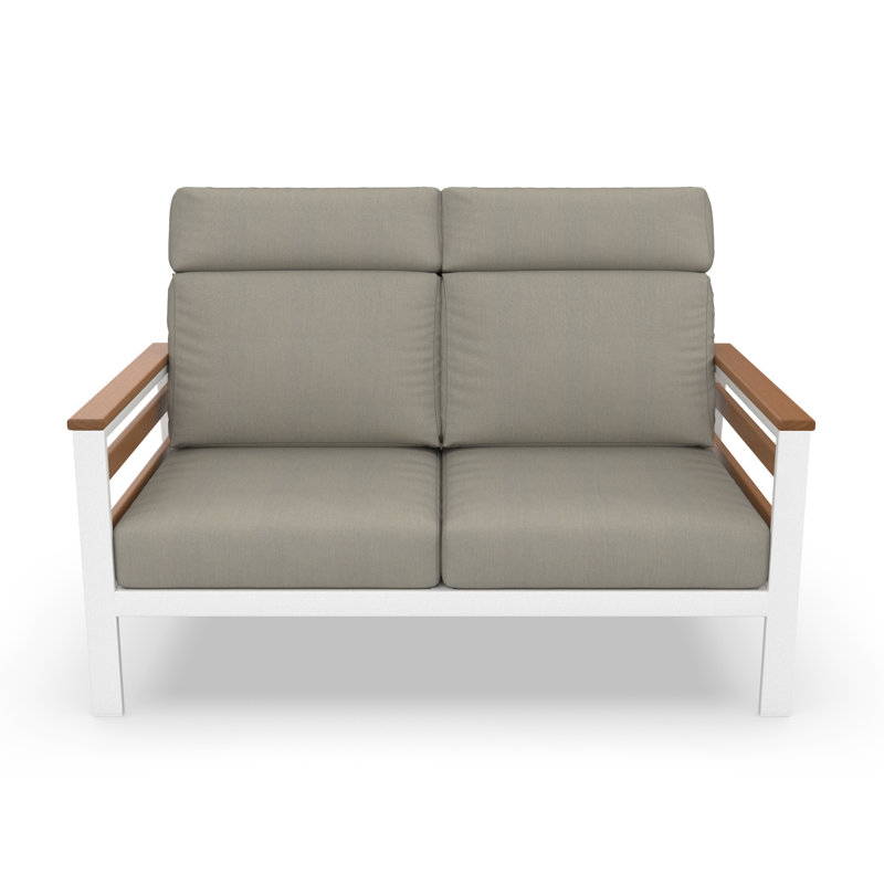 Townsend Metal Outdoor Loveseat With Sunbrella Cushion, Spectrum Dove