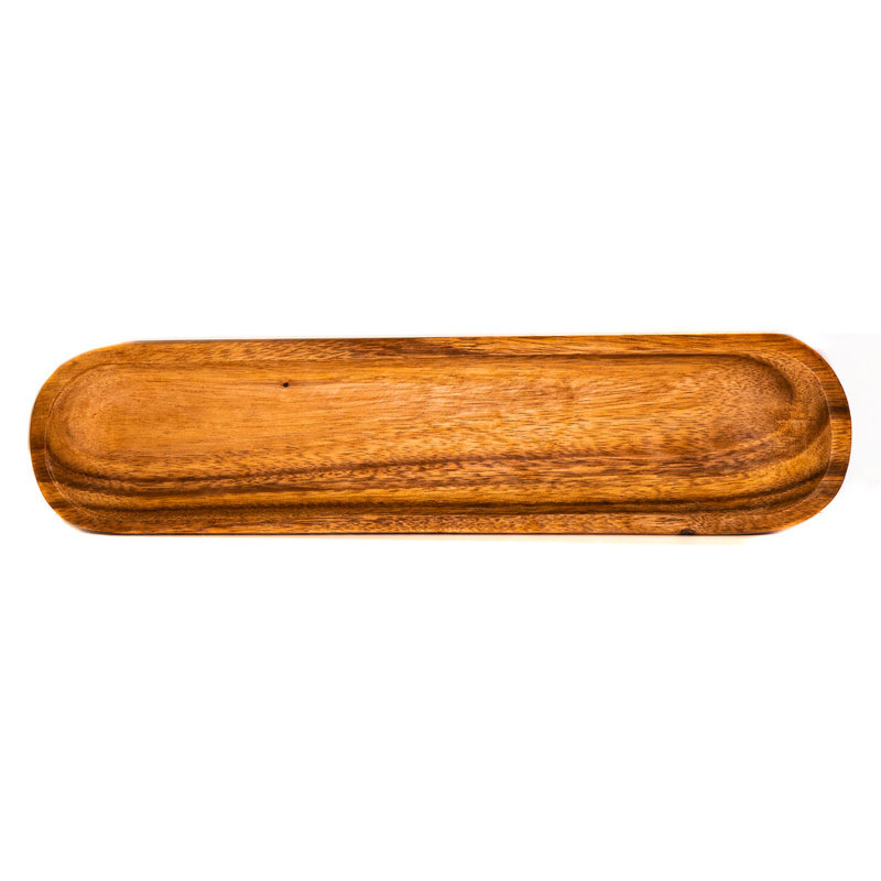 Long plateau ovale en bois d'acacia