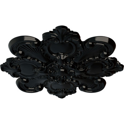Endurathane Katheryn Ceiling Medallion, 18 1/8"OD x 1 1/4"P, Hand-Painted Black Pearl Finish