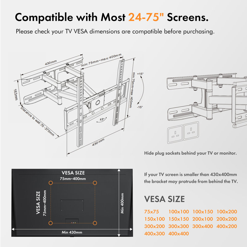 VonHaus Single Screen Wall Mount