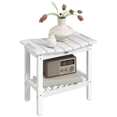 Banc de douche pour la douche intérieure, tabouret de douche en PEHD avec poignée, tablette de rangement, patins antidérapants, tabouret imperméable pour l'intérieur et l'extérieur, blanc