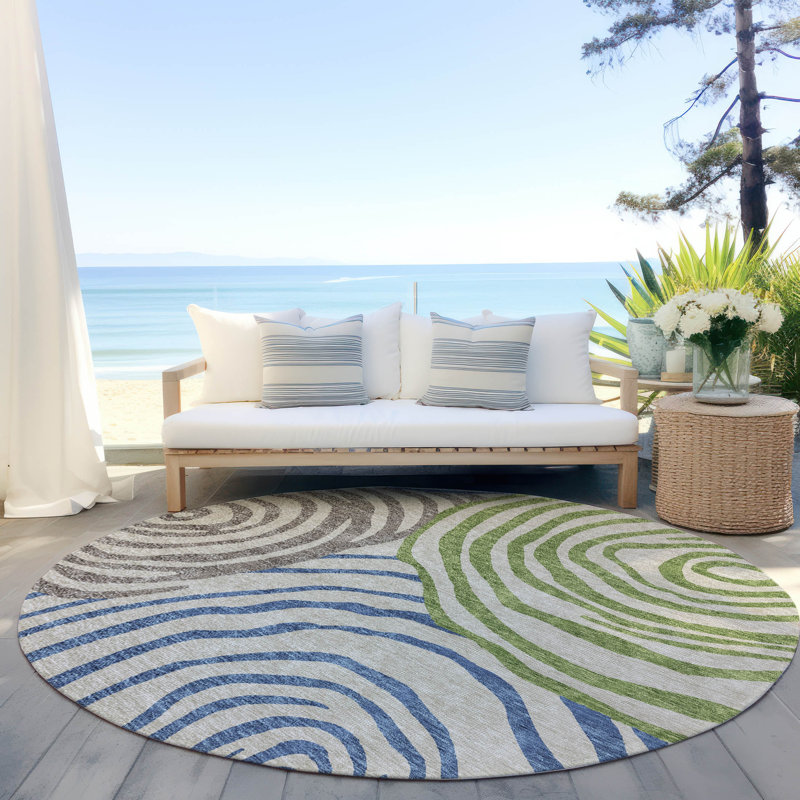 Tapis de porte d'extérieur antidérapant Leis, Round 8'