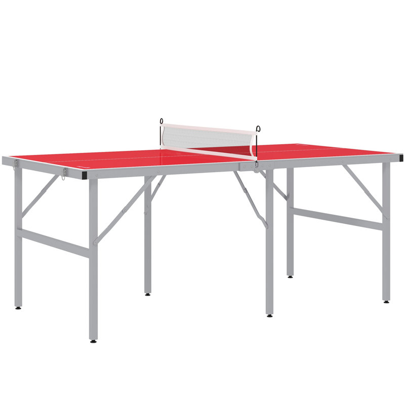 Soozier Mini Ping Pong Table Set for Outdoor and Indoor, Red
