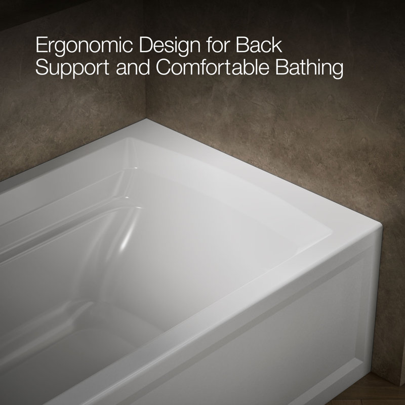 Archer® 72" x 36" Alcove/Tile in Soaking Bathtub, White, Left