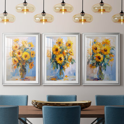 FLORAL Series CDLXIX  -Custom Framed  Premium Print W Matt - 3 Pieces