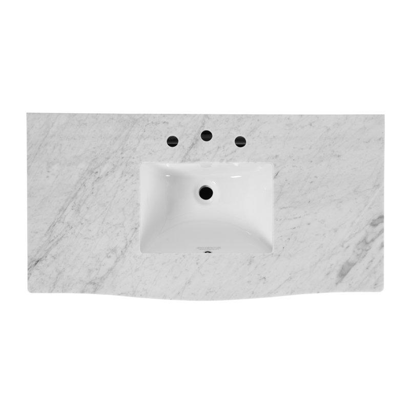 McLean 42"W Marble-Rattan 2 Drawer Bathroom Vanity