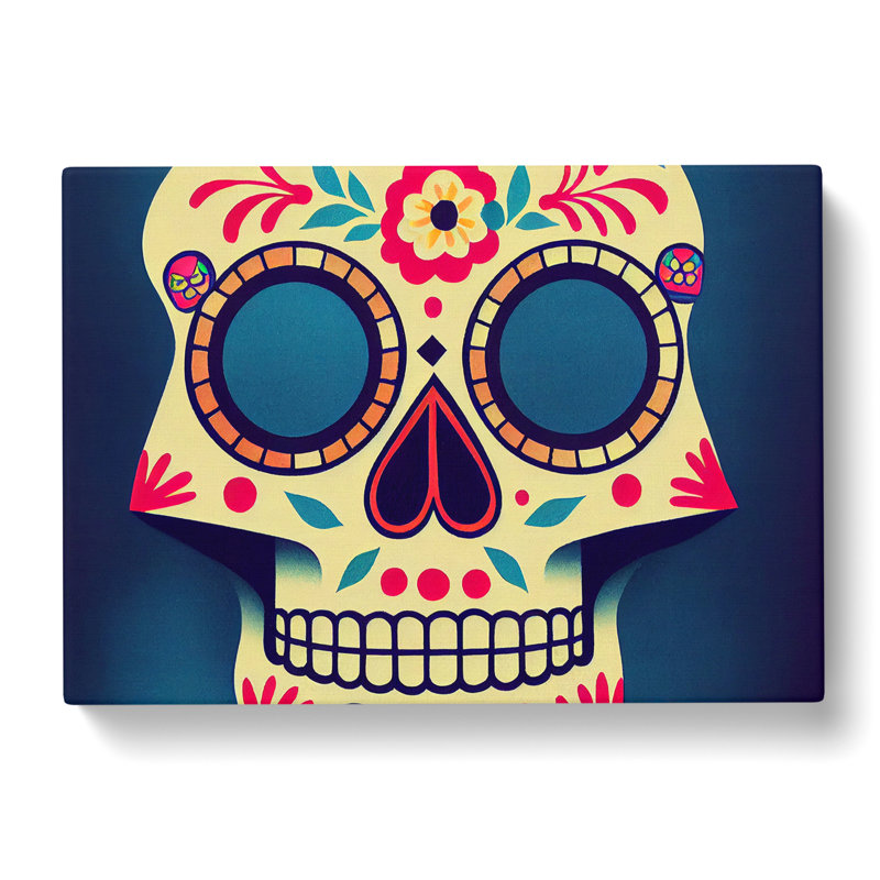 Mind Blowing Floral Sugar Skull - Wrapped Canvas, 40cm H x 60cm W x 3cm D