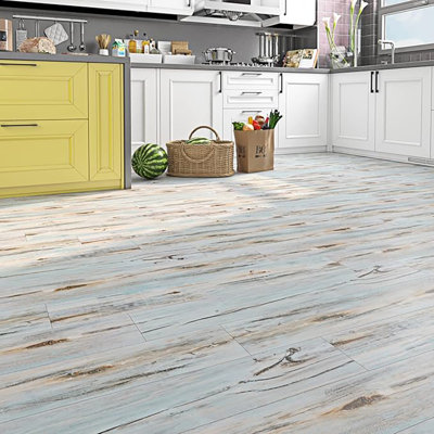 Blue Reclaimed Wood 60 MIL 6 in. W x 36 in. Waterproof Peel and Stick Vinyl Tile Flooring (45 sq. ft/case) -  Abolos, WHSVIN0636-BL