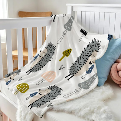 Jeté en molleton blanc ultra doux en flanelle, imprimé enfantin simple face