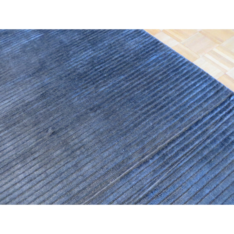 Tapis de la zone en laine 5 pi x 8 pi 1 po one-of-kind noué la blue Elbridge