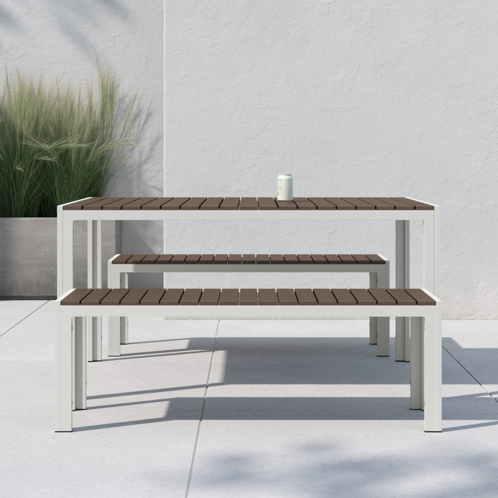 Joel 59" Patio Dining Set, White/Gray