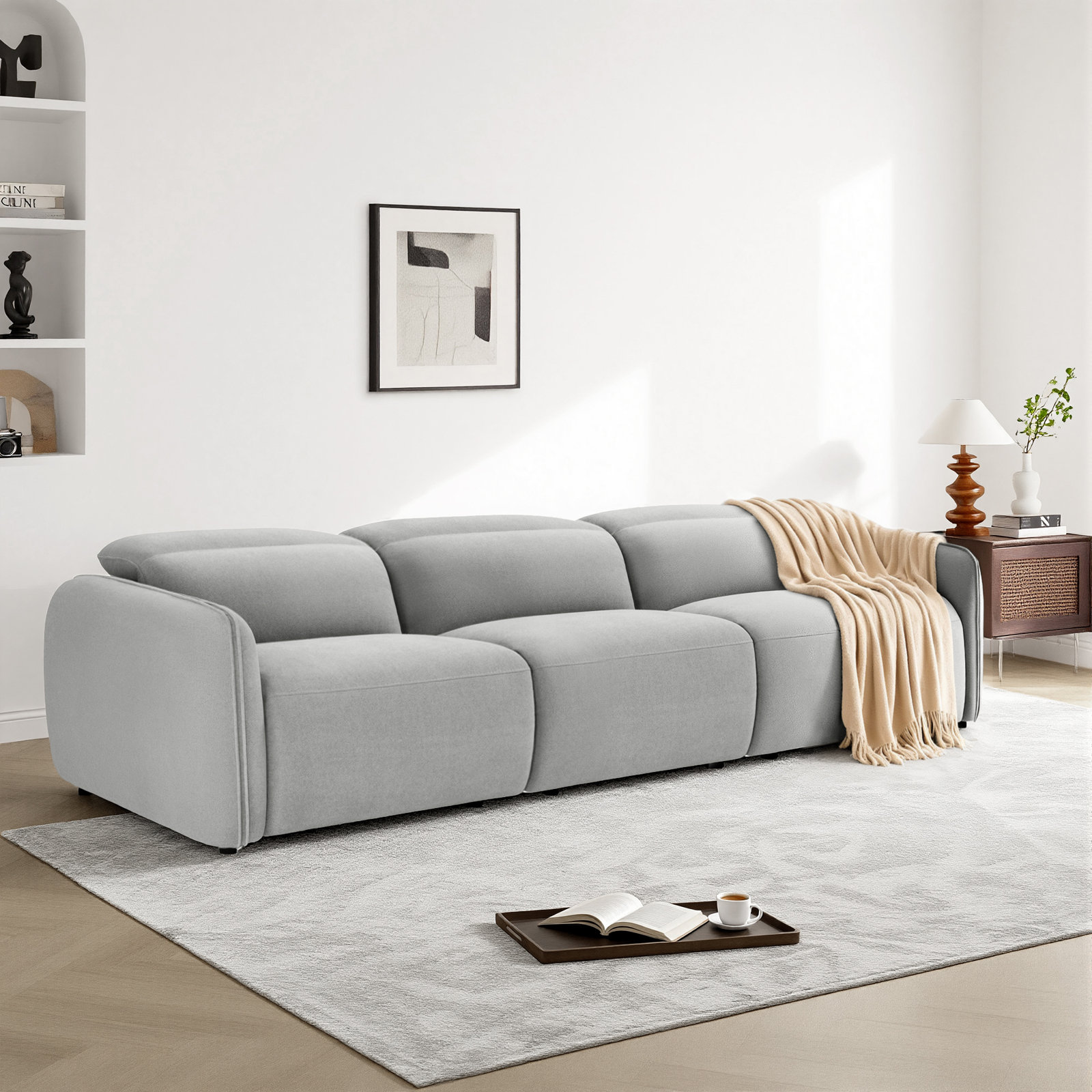 Bayne 3-Piece 123'' Upholstered Power Reclining Sofa, Elite Dove