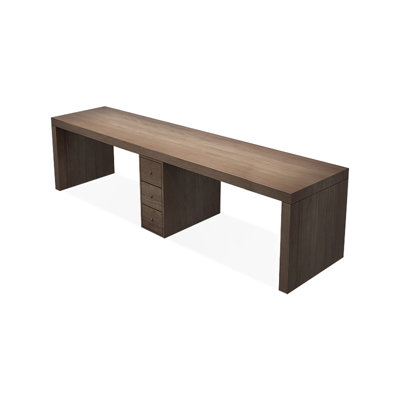 Bureau de direction rectangulaire en bois massif avec tiroirs Nut-brown