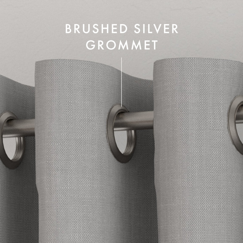 100% Blackout Textured Linen-Blend Grommet Curtain Set, 50" W x 84" L, Light Gray