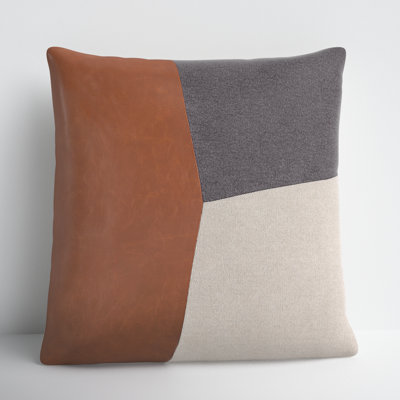 Tawny Patchwork Cotton Blend Throw Pillow