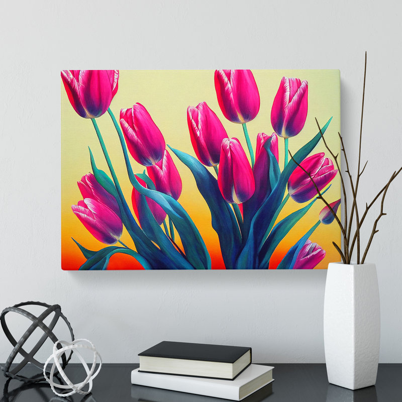 Evocative Tulip Flowers - Wrapped Canvas