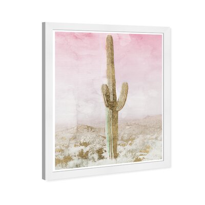 Union Rustic Gold Pastel Cactus Framed On Paper Print | Wayfair