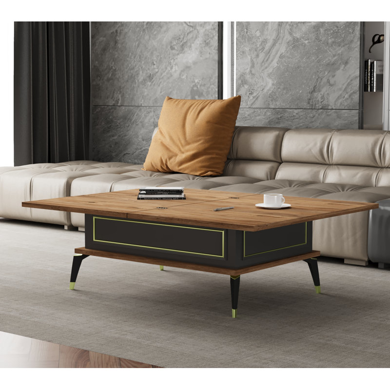 Ryann Extendable Lift Top Coffee Table 6 IN 1, Medium Wood