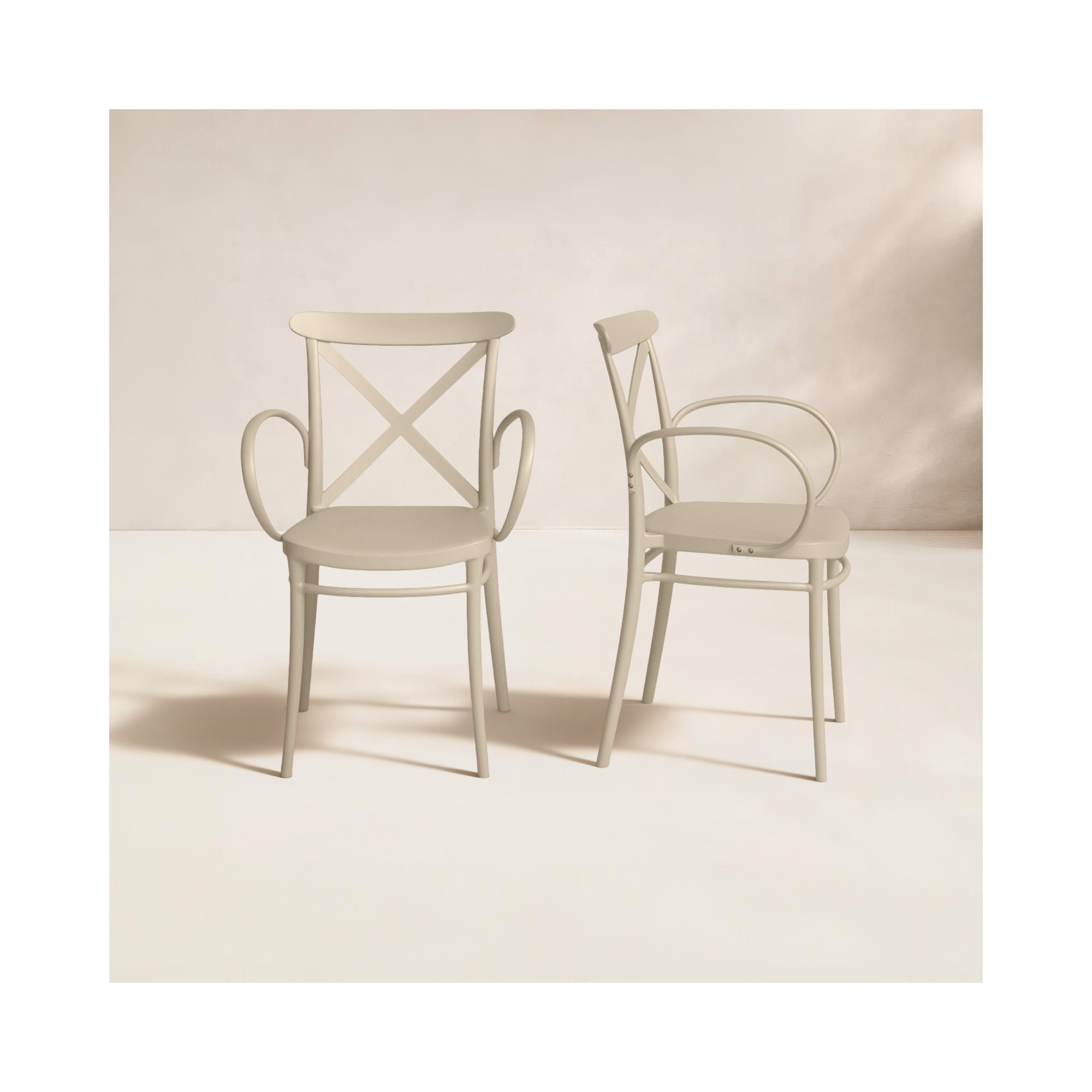 Kenne Anco Stacking Patio Dining Armchair, Taupe