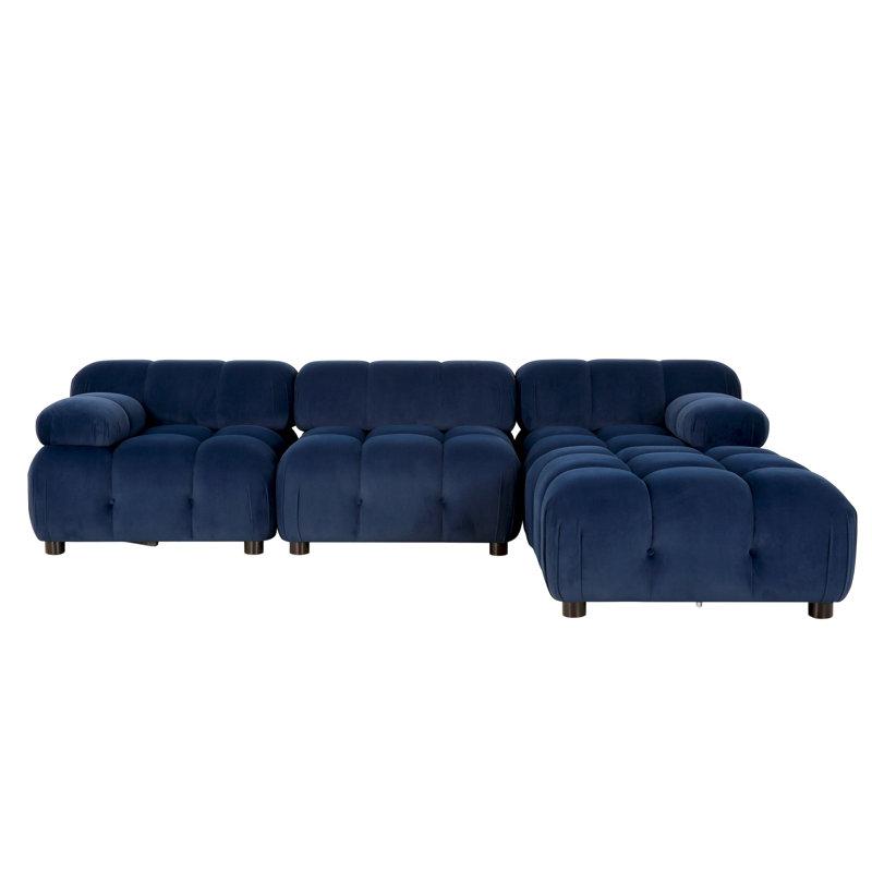 Canapé modulaire 4 pièces rembourré, Bleu foncé