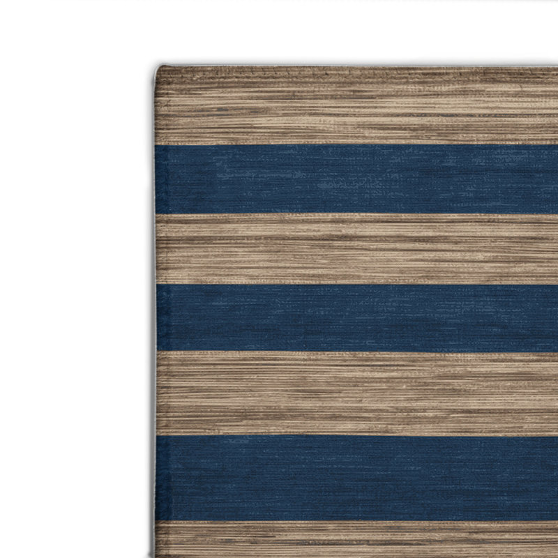 Tapis intérieur / extérieur bleu HorizontalStripes, Rectangulaire 2 pi x 3 pi