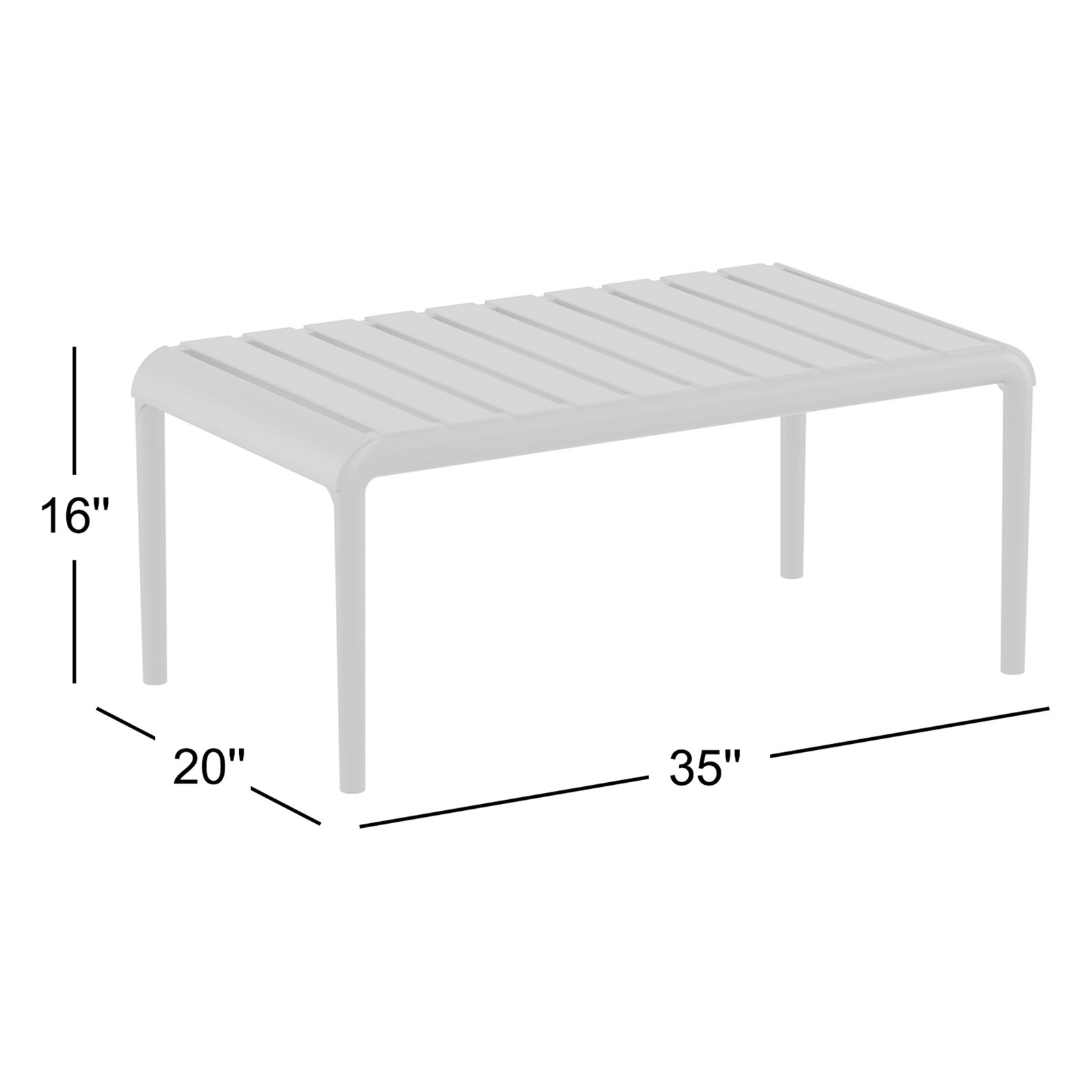 Ruta 35" Patio Table, White