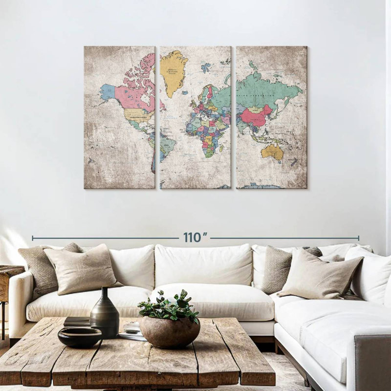 Carte du monde Keiri III, H 48 po x l 74 po