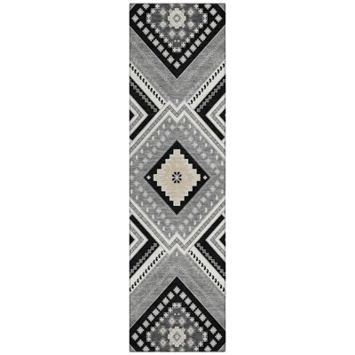 Solene Black Washable Indoor-Outdoor Rug - 