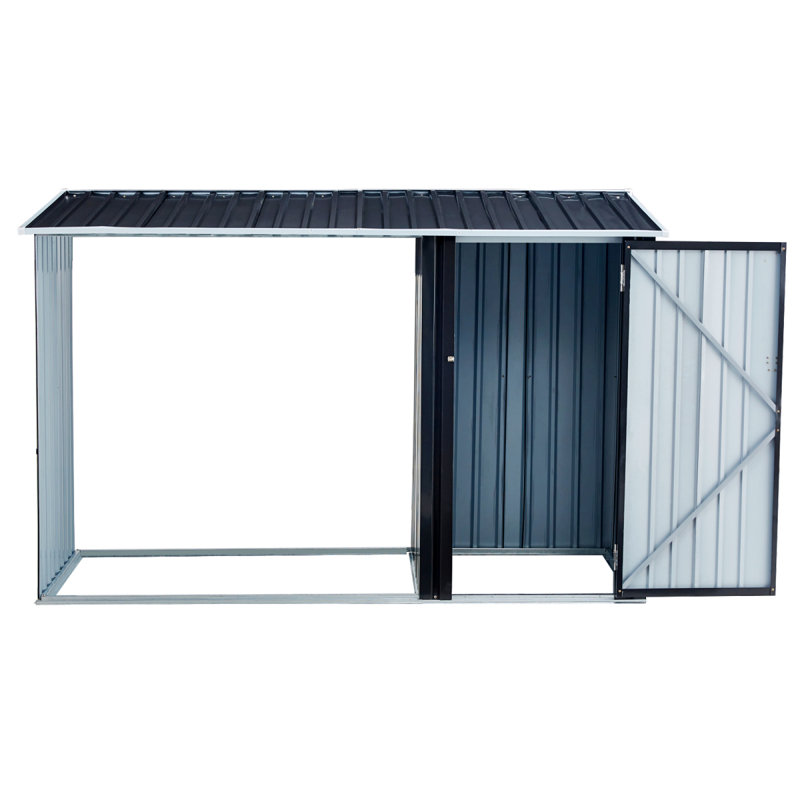 56"L X 19.5"W X 64"H Outdoor Storage Shed With Lockable Door, Wooden Tool Storage Shed W/Detachable Shelves & Pitch Roof,Yellow Brown
