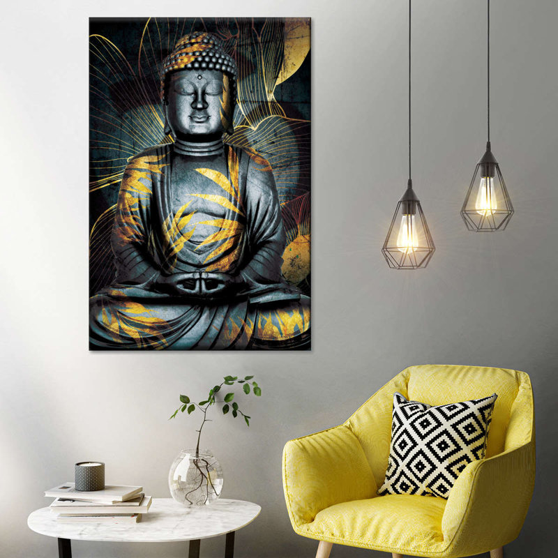 Bouddha gris texturé, H 48 po x l 32 po x P 1,25 po