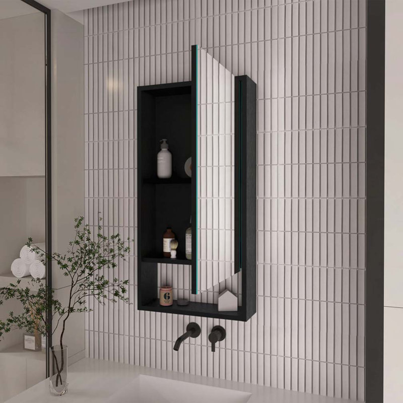 Wall Rectangle Medicine Cabinet with Mirror, Black