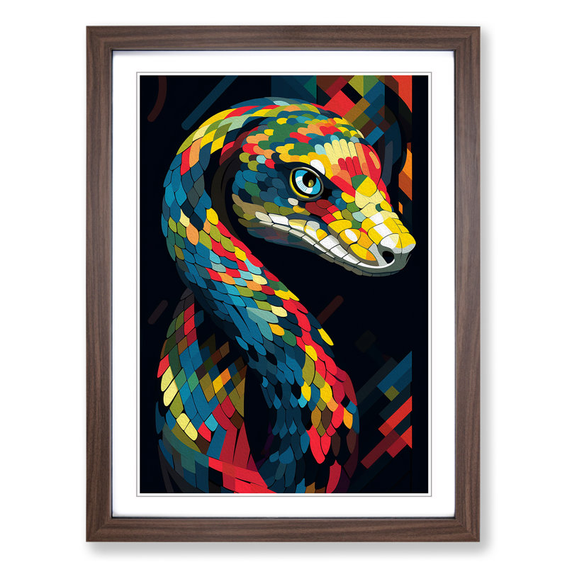 Python Constructivism - Framed Print, 34cm H x 25cm W x 2cm D, Walnut