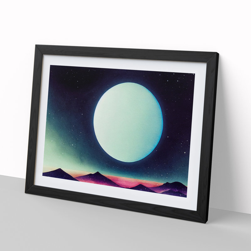 XH1022-6136X Modern Moon Vol.2 - Single Picture Frame Print, Black, 46cm H x 64cm W x 2cm D