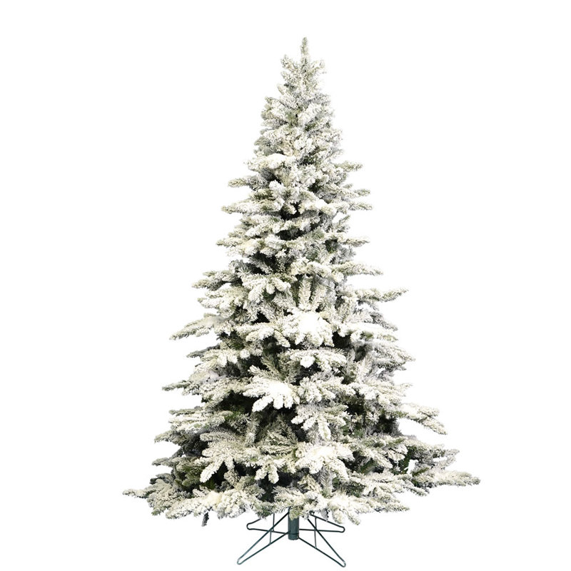 Utica Flocked Green/White Fir Artificial Christmas Tree with Stand, 4.5' H