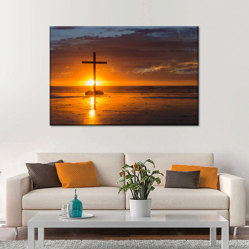 Cross Sunset Canvas Print, 24" H x 36" W x 1.25" D