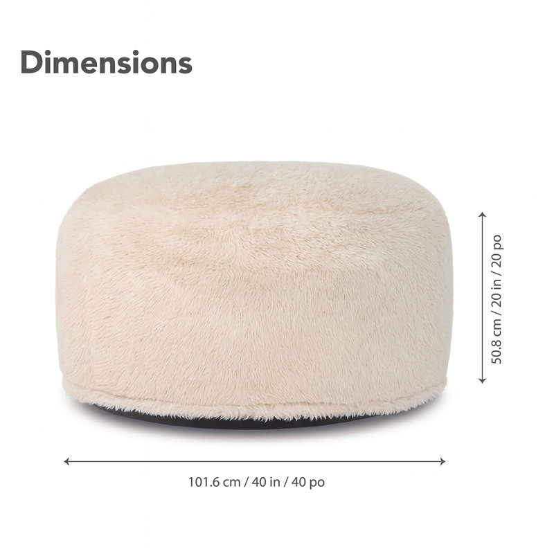 Fauteuil à billes rond en fausse fourrure, Fausse fourrure beige