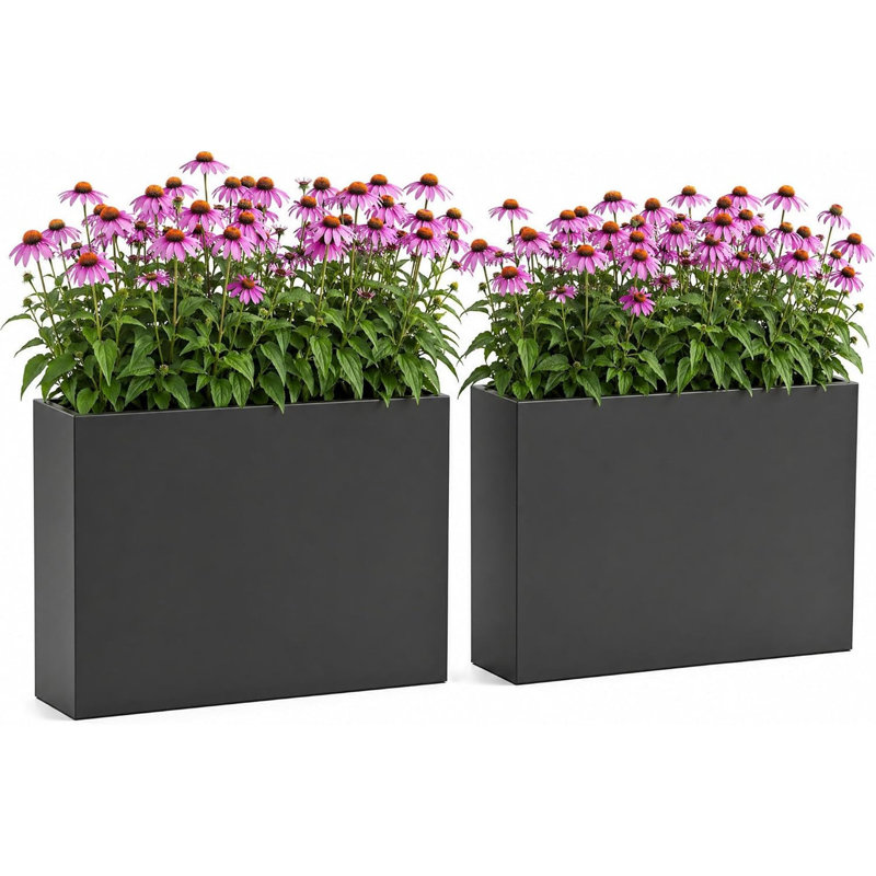 2 jardinières rectangulaire en métal 38 x 10 x 30 po, lit de jardin extérieur en acier au carbone antirouille épaissi avec drainage