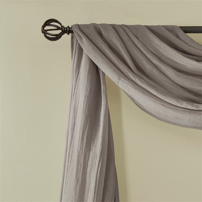 Elegant Sheer Crushed Scarf For Windows, Adds Charm And Sophistication To Any Living Space With Its Unique Texture., Gray