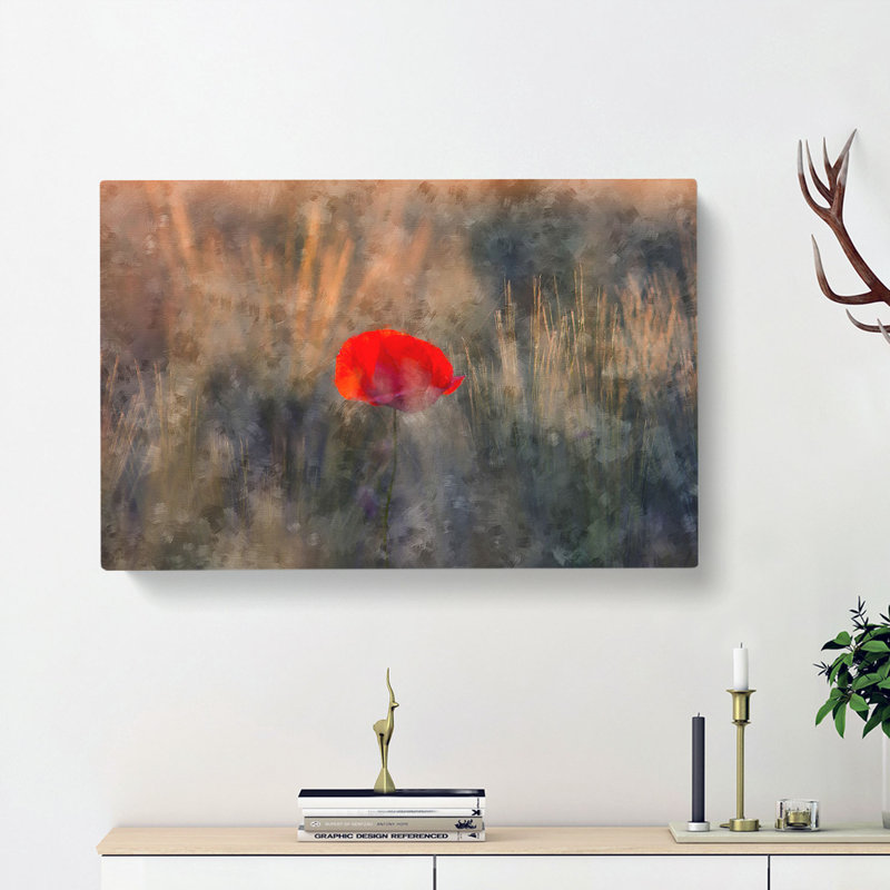 Red Poppy Flower - Wrapped Canvas, 40cm H x 60cm W x 3cm D