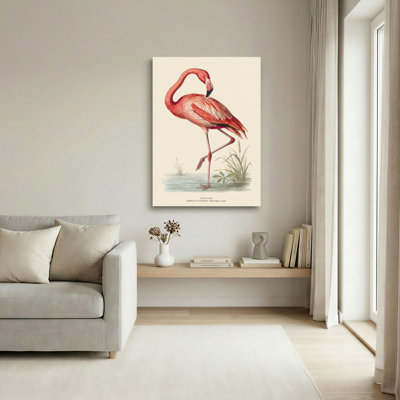 American Flamingo Bird Canvas Wrapped Wall Art (Set Of 1)