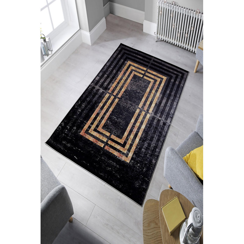 Eco-Friendly Area Rug, 100% Polyester, 5.2 x 7.5 ft | Antibacterial, Non-Slip PVC Dot Underside, 0.16 in Pile Height | Machine Washable, Digital Printed Design | Perfect for Living Room, Bedroom, & Dining Areas