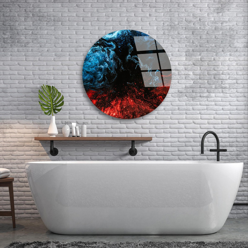 Superbe peinture décorative en verre trempé de 23,6 po de diamètre | 100% verre trempé incassable, épaisseur de 0,16 po | Impression UV haute résolution aux couleurs vives, facile à nettoyer | Art mural parfait pour la maison et le bureau
