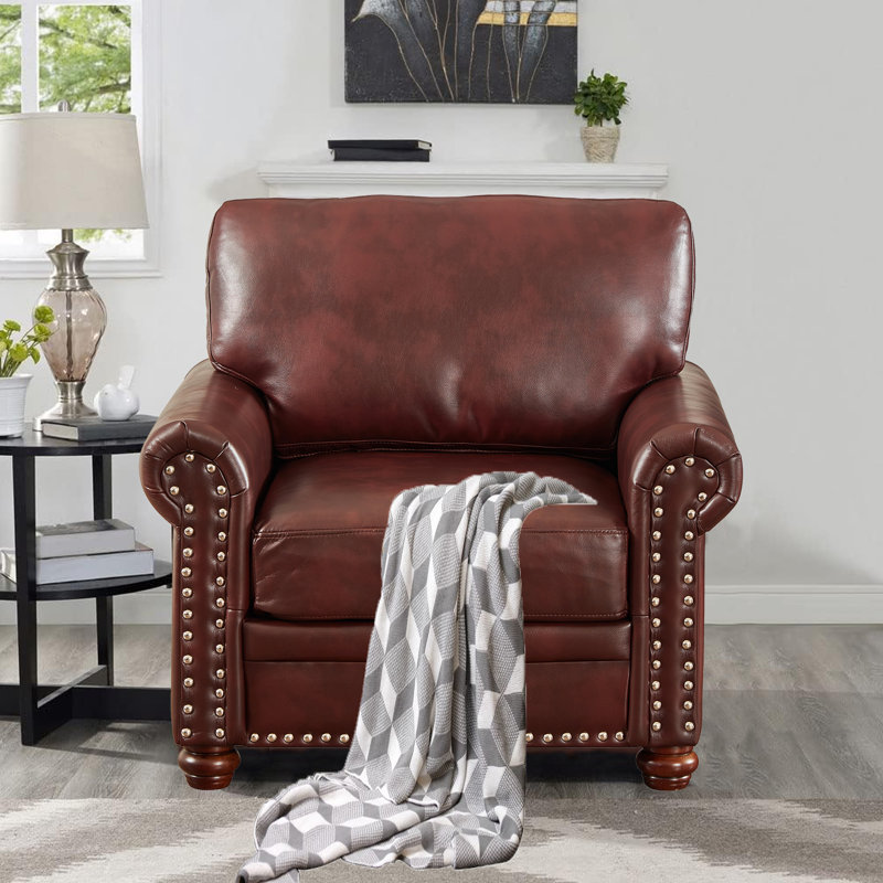 Carowyn Faux Leather Armchair, Burgundy Faux Leather